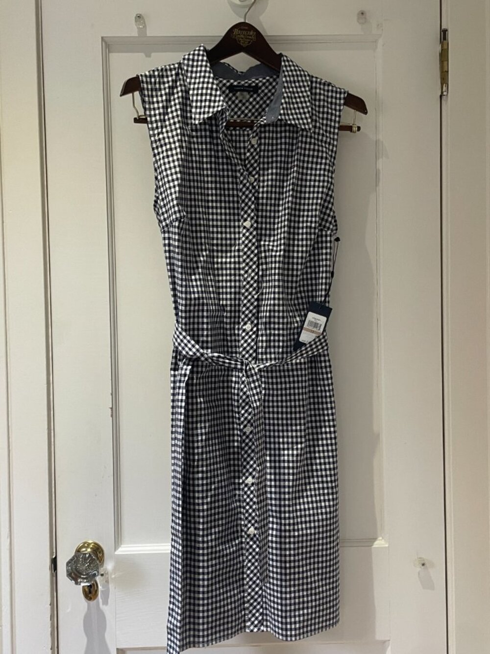 Tommy Hilfiger Women's Gingham-Print Belted Woven Dress Size 12 100% cotton NWT - Picture 2 of 10